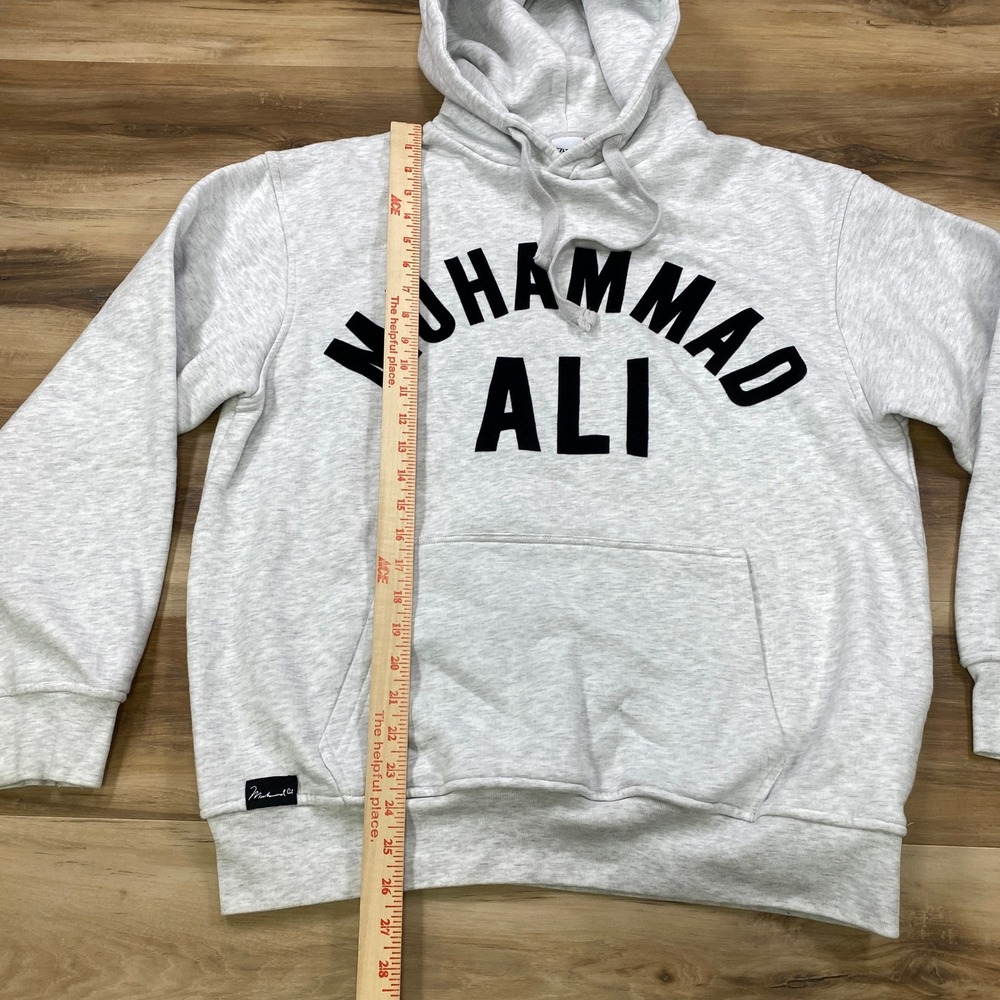 Zara Muhammad Ali Hoodie Mens L Streetwear Cotton Blend Graphic Grey Sportswear - Picture 5 of 9